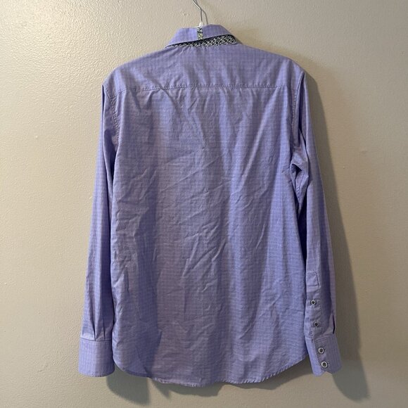 Robert Graham Shirt M Tailored Fit Purple Work Career Dress Green Artsy Plaid - Picture 8 of 9